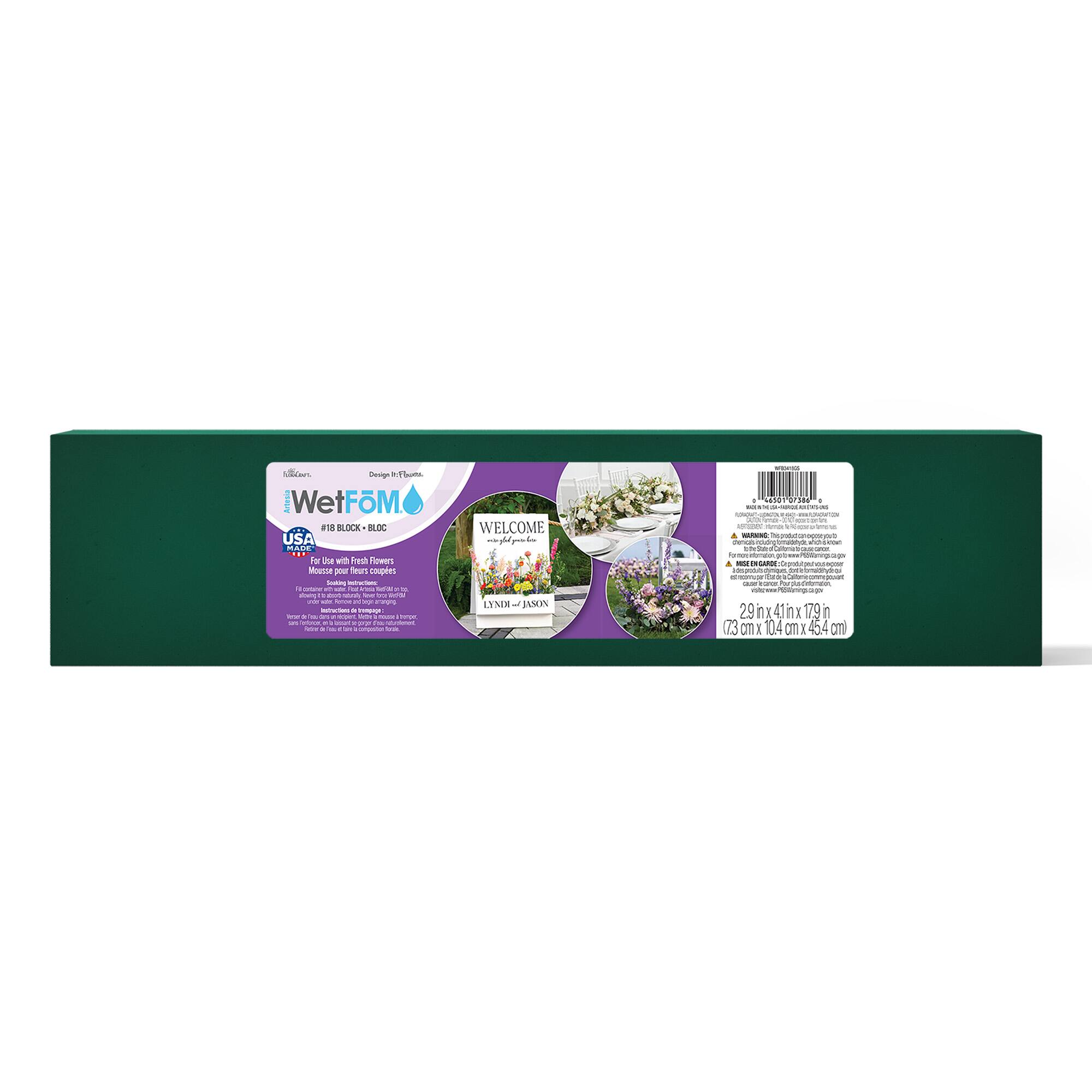FloraCraft® 18" x 3" x 4" Green Artesia WetFōM® Block